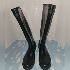 Classic Tall Glossy Rain Boots - Black Size 9